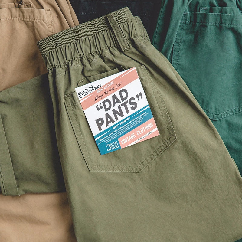 Men’s Straight Fit Solid Khaki Casual Cotton Dad Pants