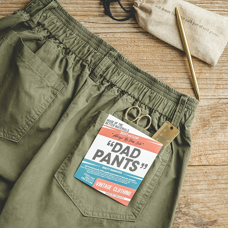 Men’s Straight Fit Solid Khaki Casual Cotton Dad Pants