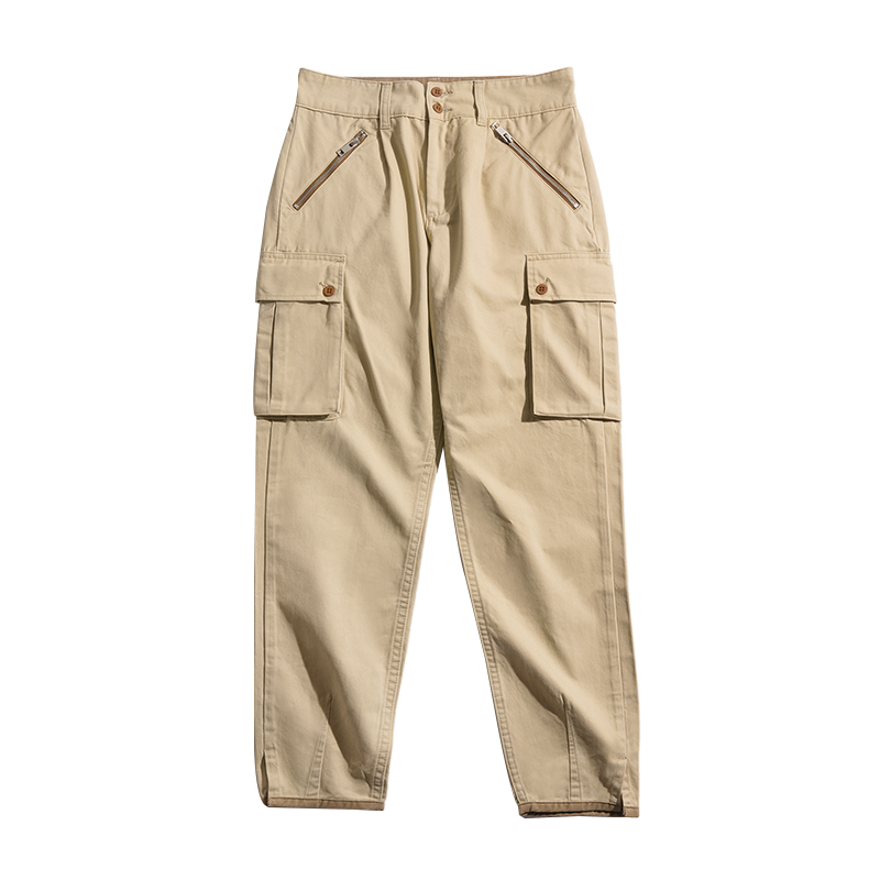 Retro Khaki Tapered Cargo Pants