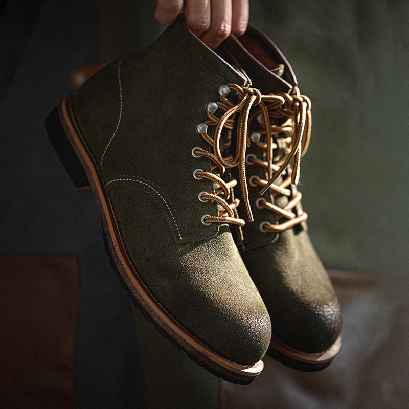 Winter Retro Cow Suede Tooling Boots