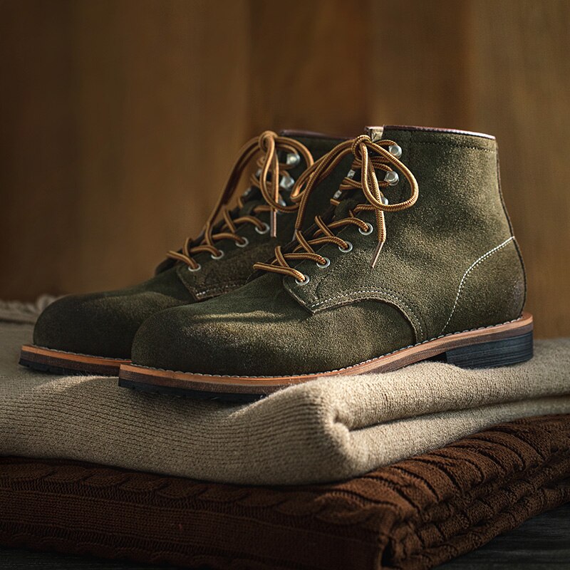 Winter Retro Cow Suede Tooling Boots