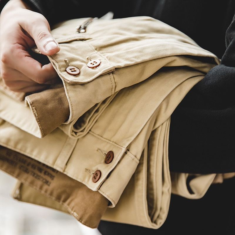 Retro Khaki Tapered Cargo Pants