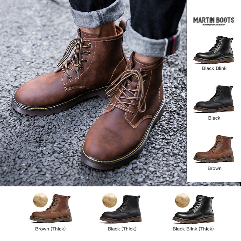Genuine Leather Ankle Boots For Men