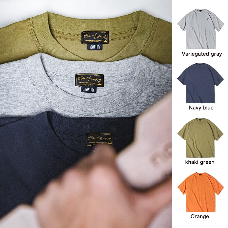 Double-Woven Fabric Solid T-Shirt