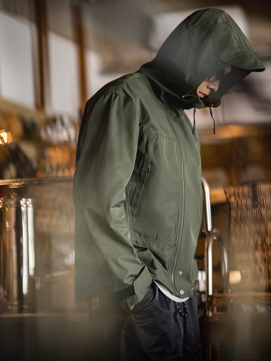Men's Double Zipper Hooded Windproof Jacket