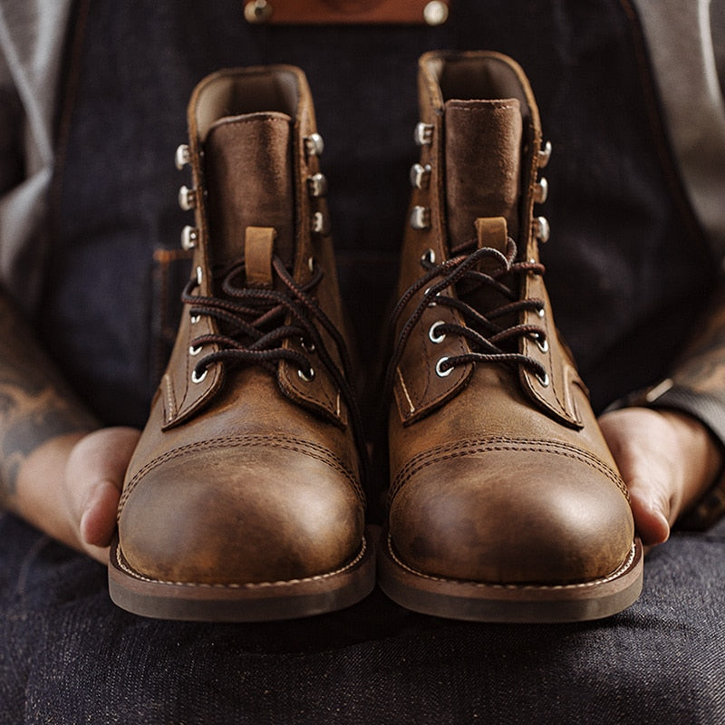 Vintage Genuine Leather Paratrooper Boots