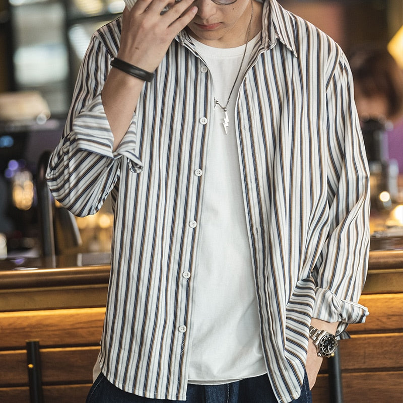 Classic TR Fabric Striped Long-sleeved Shirts
