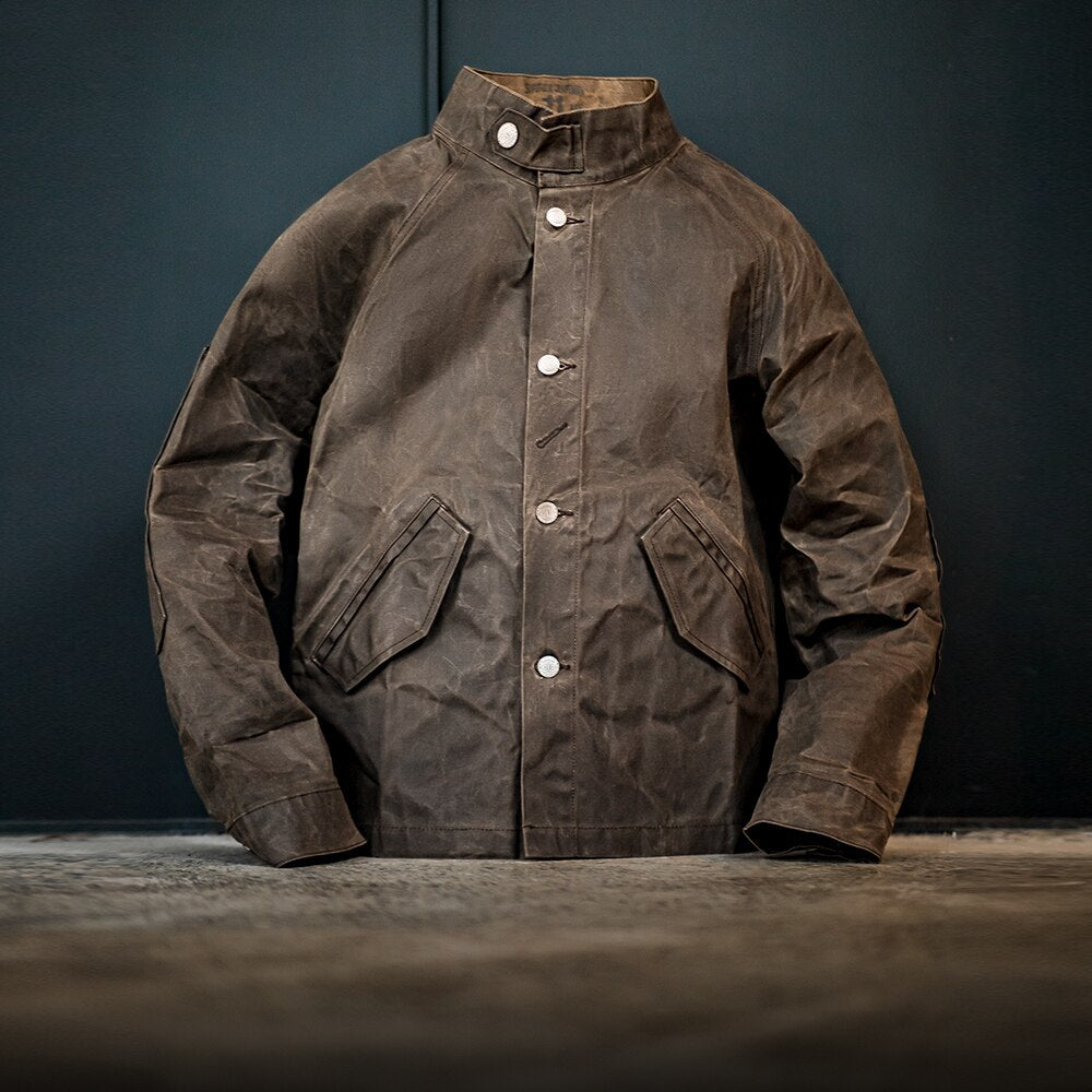 Stand Collar Oil Waxed Jacket