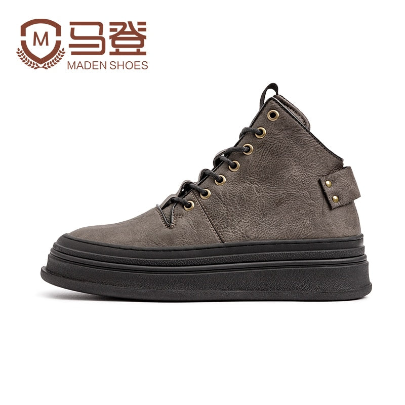 Gray Thick Soles Retro High-Top Shoes