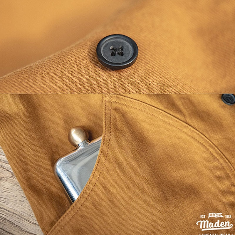 Men's Retro Single-Breasted Button Multi-pocket Jacket