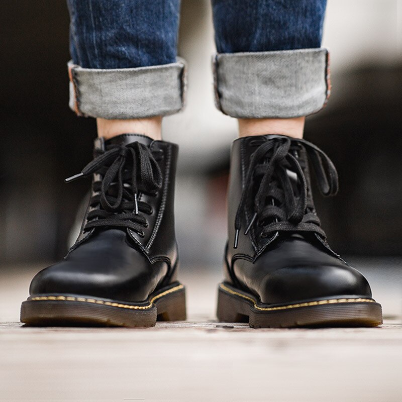 Black High Top Motorcycle Ankle Boots