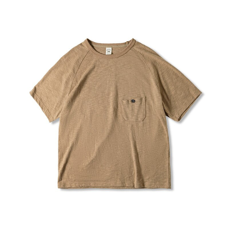 Japanese Vintage Round Neck Pocket T-shirt