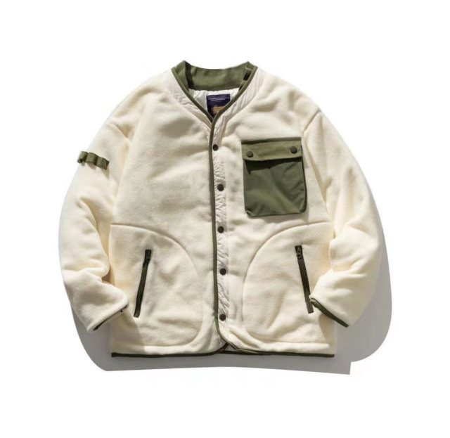 Military Linner Motived Fleece Jacket